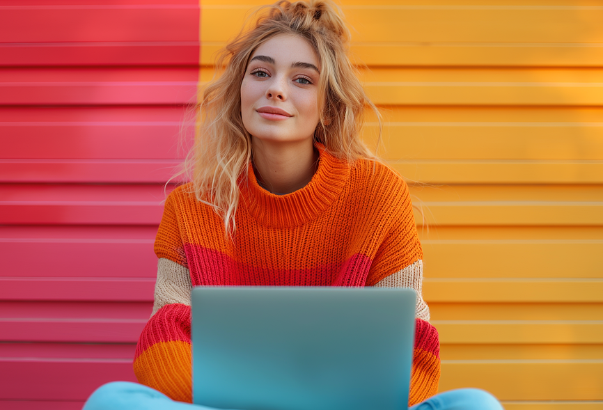 Kobieta pracująca na laptopie