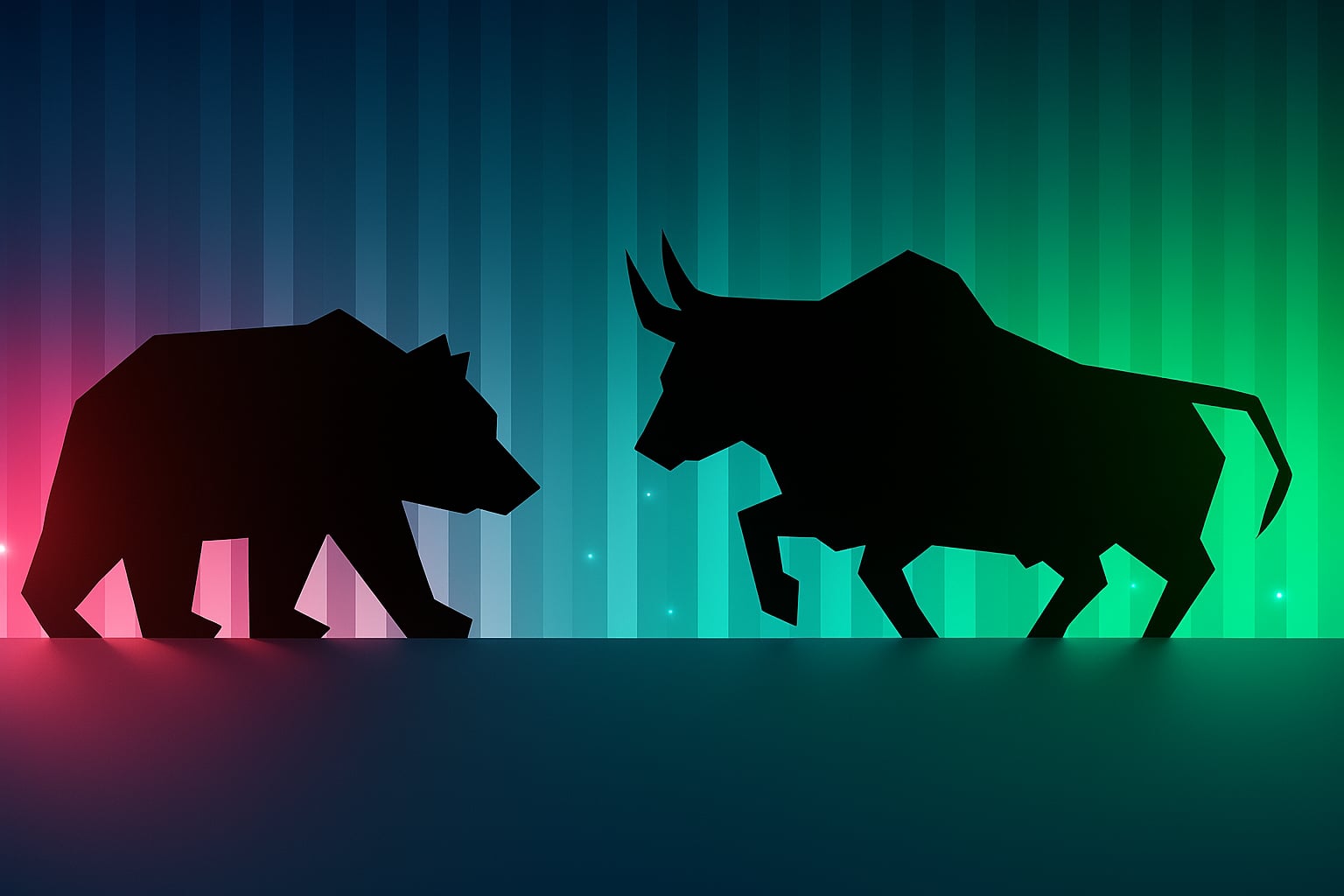 grafika, byk i niedźwiedź