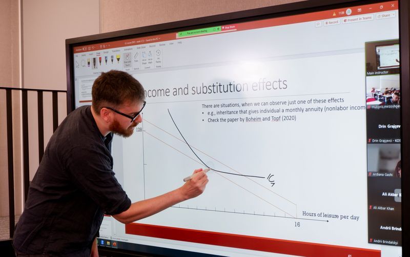 Mężczyzna rysujący wykres