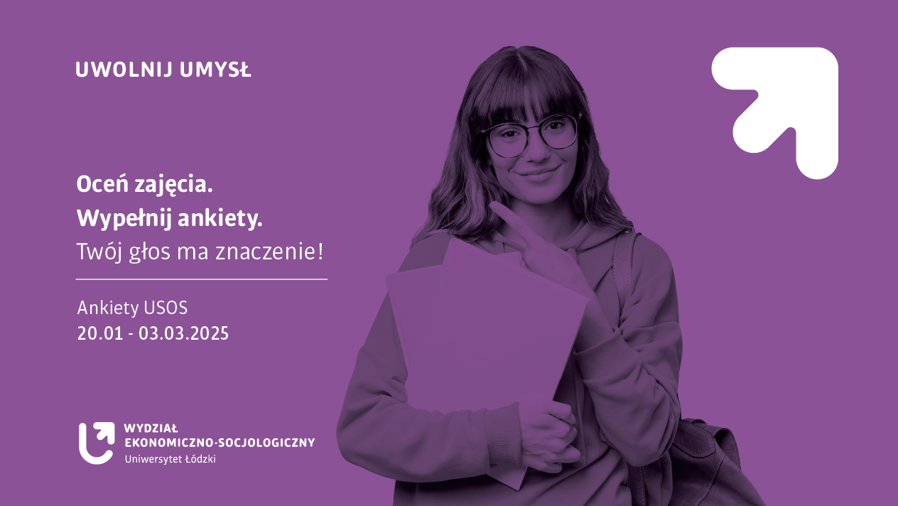 młoda uśmiechnięta dziewczyna oraz napis Oceń zajęcia wypełnij ankiety. Twój głos ma znaczenie