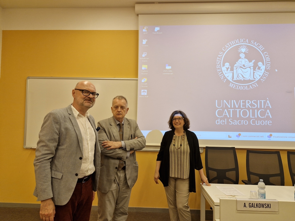 prof. Arur Gałkowski podczas wizyty w Uniwersytecie w Mediolanie