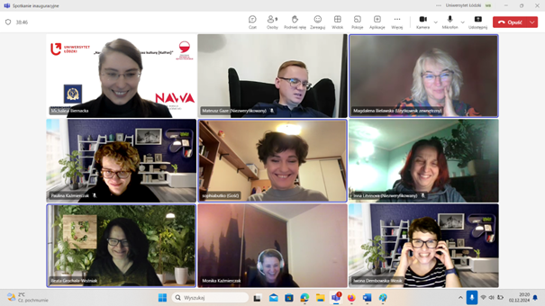 Zrzut ekranu ze spotkania inauguracyjnego online