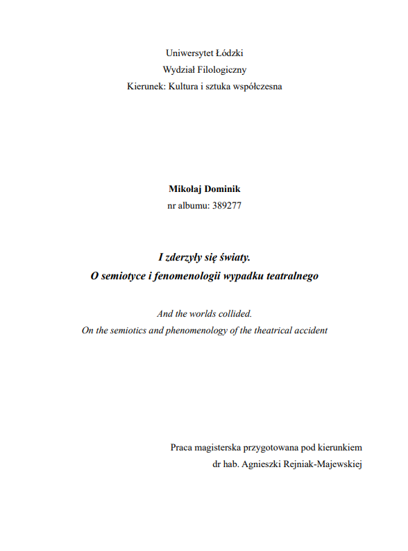 strona tytułowa pracy magisterskiej