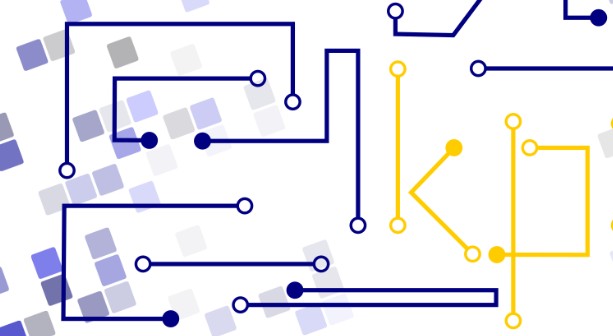 żółto-niebieskie linie w różnych kierunkach