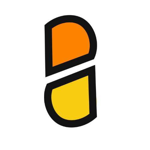 Logo w ksztłacie dwóch trójkątów - żółtego i pomarańczowego.