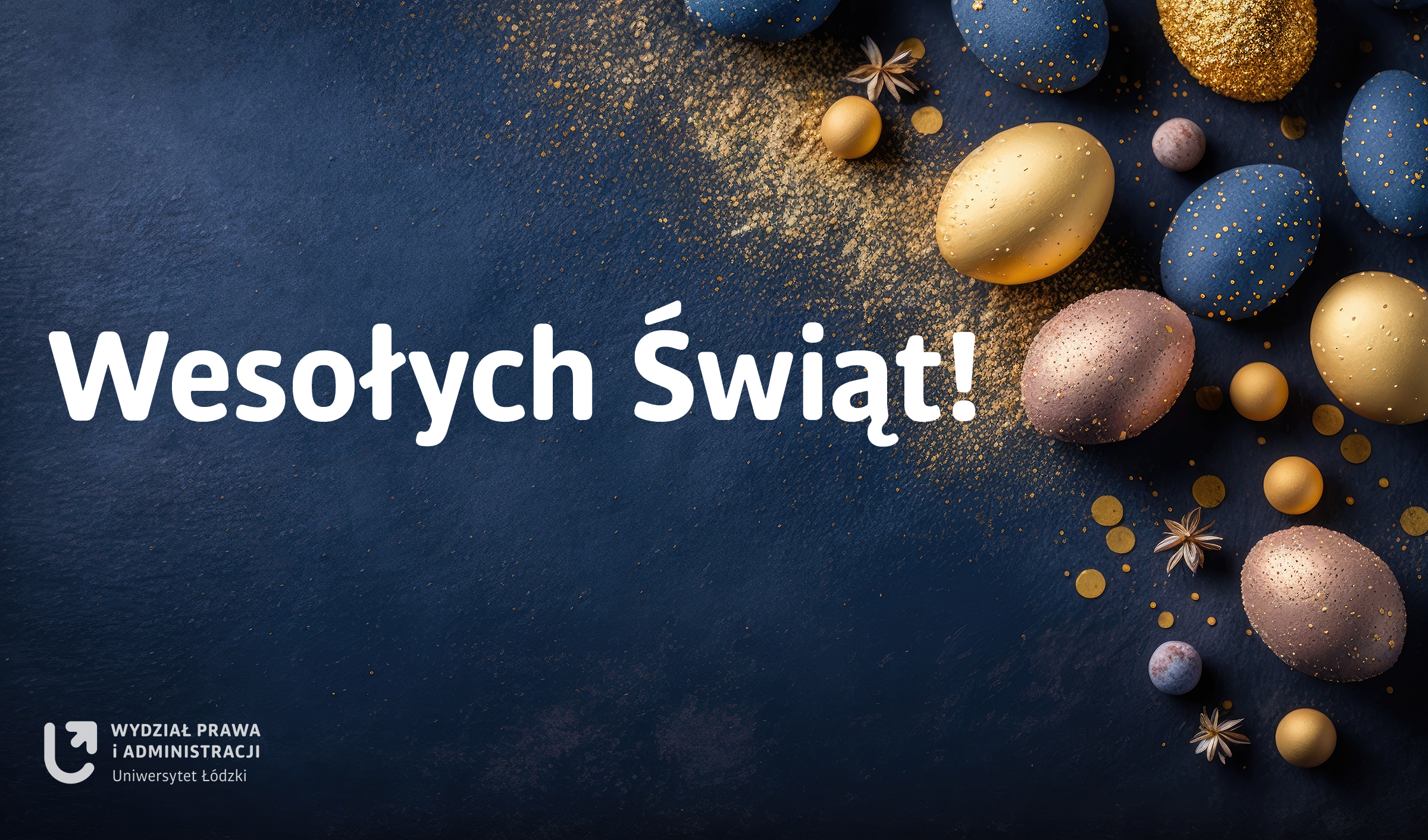 Wielkanocne pisanki na niebieskim tle.