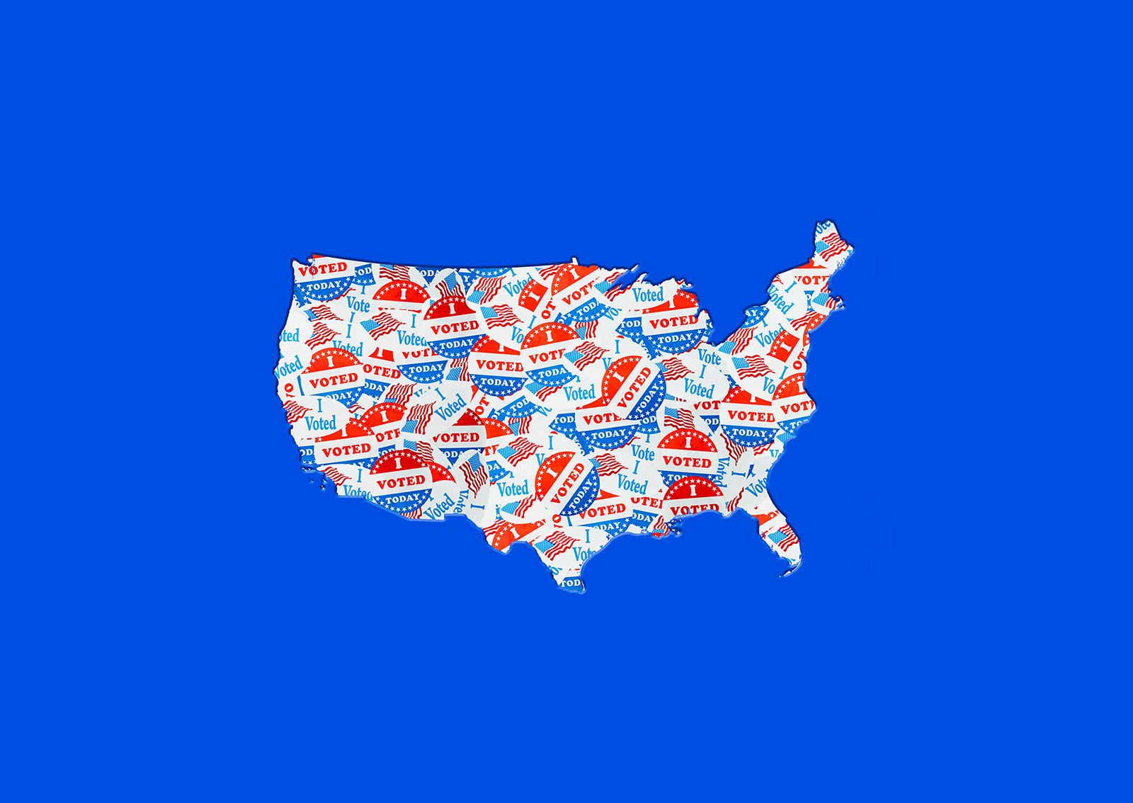 Mapa USA złożona z napisów I vote