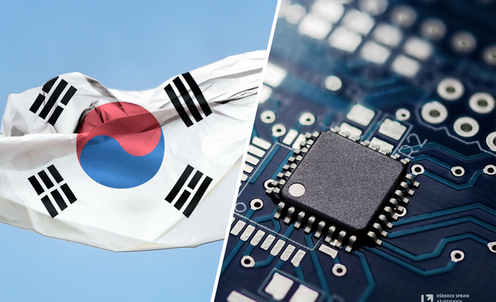 Flaga Korei Południowej i układ scalony