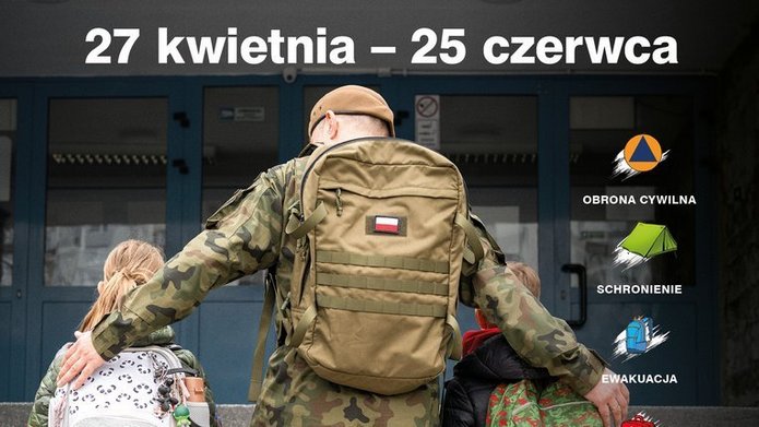 Plakat Edukacja z wojskiem edycja 5 dzieci z żołnierzem