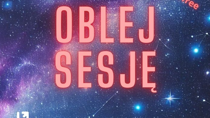 kolorowy plakat wydarzenia z pomarańczowym napisem "Oblej sesję!"