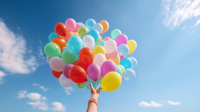 zdjęcie kolorowe balony lecą do nieba