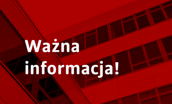 teksc ważana informacja na czerwonym tle