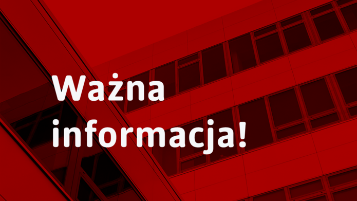 teksc ważana informacja na czerwonym tle