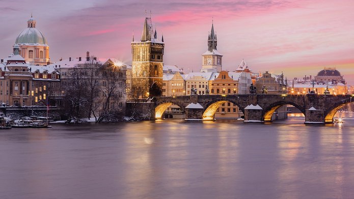 świąteczny krajobraz w Pradze