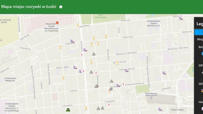 Aplikacja ArcGIS Online - Łódź rozrywkowa