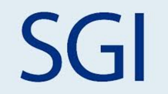 baner sgi granatowe litery na białym tle