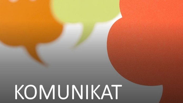 kolorowe chmurki i napis w lewym dolnym rogu "komunikat"