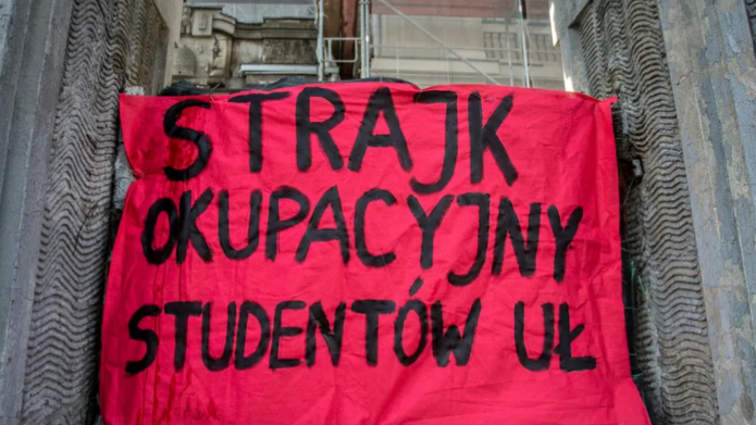 Banner strajku studentów