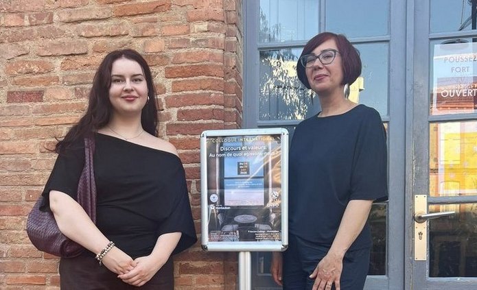 Lena Czerwińska i dr hab. Agnieszka Woch na konferencji w Montauban