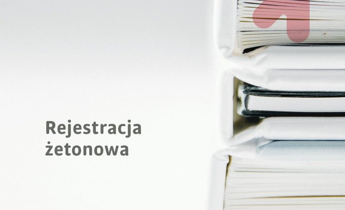 grafika z książką i napisem rejestracja żetonowa