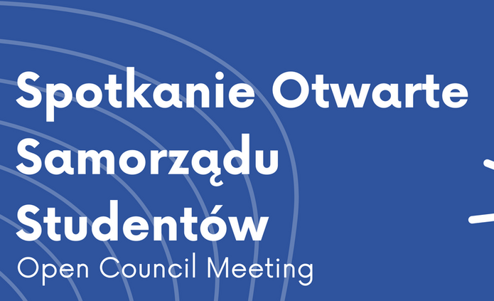Niebieski plakat promujący otwarte spotkanie Wydziałowej Rady Samorządu Studentów Wydziału Studiów Międzynarodowych i Politologicznych Uniwersytetu Łódzkiego. Na środku megafon jako symbol zaproszenia do rozmowy. Tekst informuje o dacie (22.01.2026), godzinie (12:00) i miejscu spotkania (Sala Rady Wydziału, ul. Składowa 43, Łódź). Hasło: „Porozmawiaj z nami, jesteśmy otwarci na Twoje inicjatywy!”