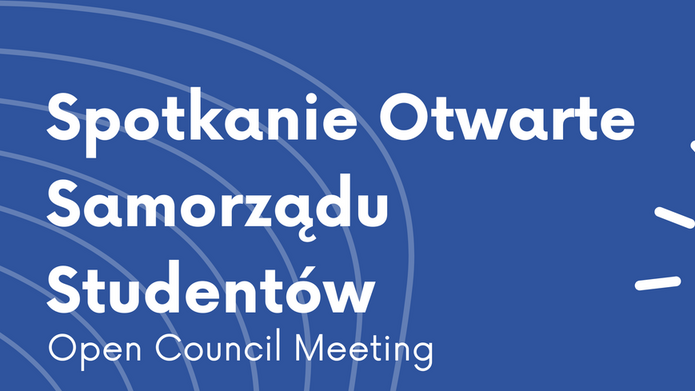 Niebieski plakat promujący otwarte spotkanie Wydziałowej Rady Samorządu Studentów Wydziału Studiów Międzynarodowych i Politologicznych Uniwersytetu Łódzkiego. Na środku megafon jako symbol zaproszenia do rozmowy. Tekst informuje o dacie (22.01.2026), godzinie (12:00) i miejscu spotkania (Sala Rady Wydziału, ul. Składowa 43, Łódź). Hasło: „Porozmawiaj z nami, jesteśmy otwarci na Twoje inicjatywy!”