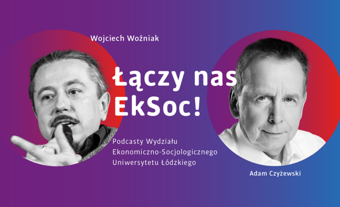 reklama podcastu łączy nas eksoc, w kółkach zdjęcia dr Wojciecha Woźniaka i dr Czyżewskiego 