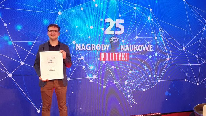 dr Kamil Sowiński podczas gali Nagród Naukowych Polityki