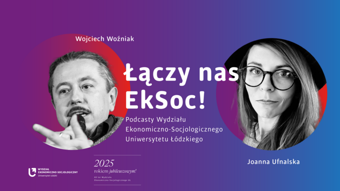 zdjęcie dra Woźniaka i Joanny Ufnalskiej w kółkach na kolorowym tle