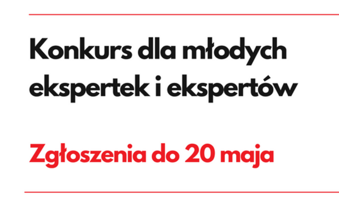 Grafika promująca konkurs dla młodych ekspertek i ekspertów organizowany w ramach Forum Polsko‑Niemieckiego 2026. Na górze logo Fundacji Współpracy Polsko‑Niemieckiej oraz tytuł wydarzenia „Sąsiedztwo w czasach zmian / Nachbarschaft im Wandel – 35 lat współpracy”. W centralnej części duży napis: „Jak Polska i Niemcy mogą wzmocnić Europę w czasach globalnej niestabilności?”. Poniżej informacja: „Konkurs dla młodych ekspertek i ekspertów” oraz termin zgłoszeń do 20 maja. Na dole logotypy partnerów, m.in. Ministerstwa Spraw Zagranicznych i instytucji niemieckich oraz miasta Berlina.